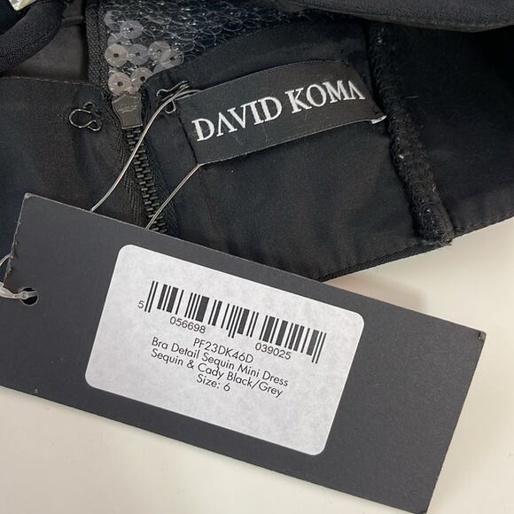 David Koma Cady Sequin Crystal Embellished Bra Detail Halterneck Mini Dress Sz 2 - Picture 8 of 9
